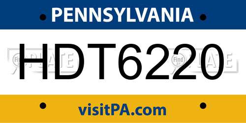 HDT6220 Pennsylvania License Plate