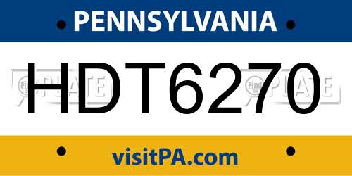 HDT6270 Pennsylvania License Plate