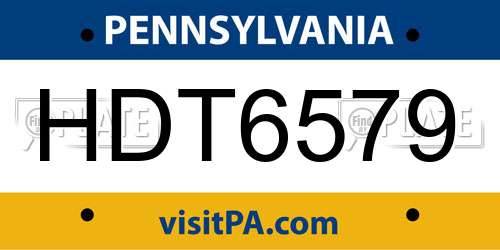 HDT6579 Pennsylvania License Plate
