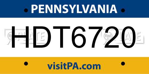 HDT6720 Pennsylvania License Plate