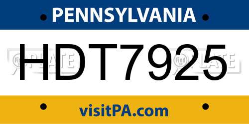 HDT7925 Pennsylvania License Plate