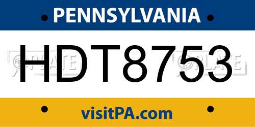 HDT8753 Pennsylvania License Plate