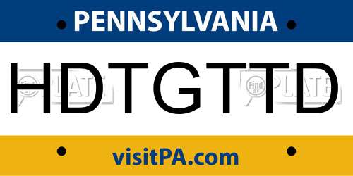 HDTGTTD Pennsylvania License Plate
