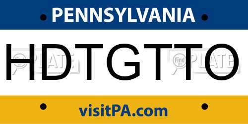 HDTGTTO Pennsylvania License Plate