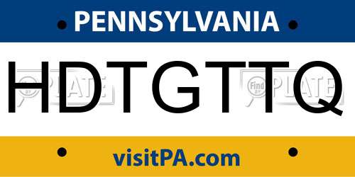 HDTGTTQ Pennsylvania License Plate