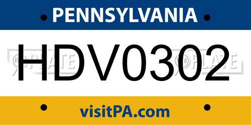 HDV0302 Pennsylvania License Plate