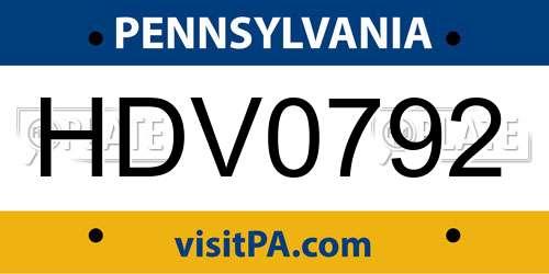 HDV0792 Pennsylvania License Plate