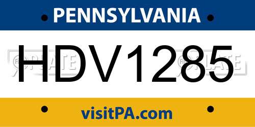 HDV1285 Pennsylvania License Plate