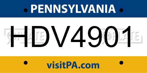 HDV4901 Pennsylvania License Plate