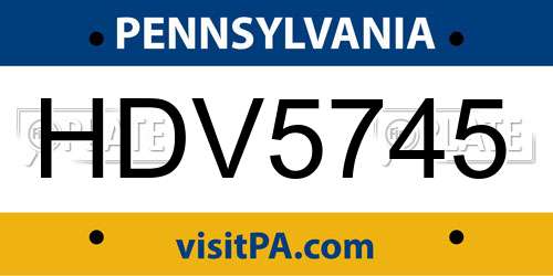 HDV5745 Pennsylvania License Plate