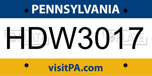HDW3017 Pennsylvania License Plate