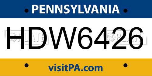 HDW6426 Pennsylvania License Plate