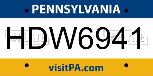 HDW6941 Pennsylvania License Plate