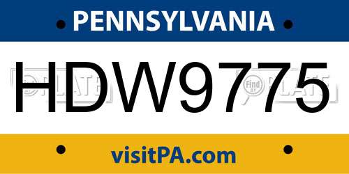 HDW9775 Pennsylvania License Plate