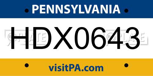 HDX0643 Pennsylvania License Plate