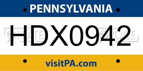 HDX0942 Pennsylvania License Plate