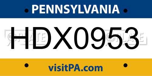 HDX0953 Pennsylvania License Plate