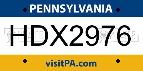 HDX2976 Pennsylvania License Plate