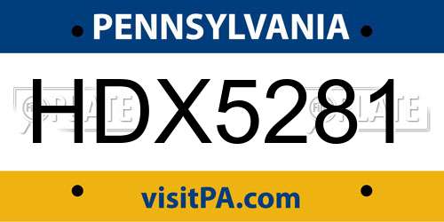 HDX5281 Pennsylvania License Plate