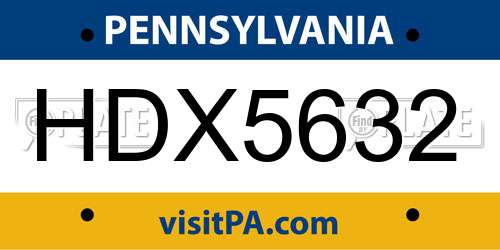 HDX5632 Pennsylvania License Plate