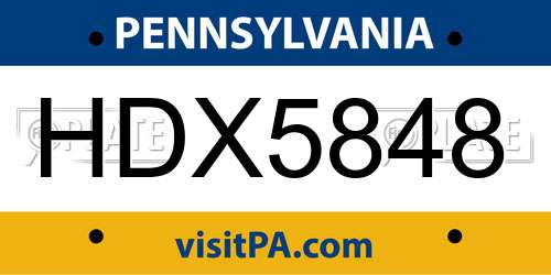 HDX5848 Pennsylvania License Plate