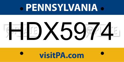 HDX5974 Pennsylvania License Plate