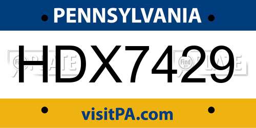 HDX7429 Pennsylvania License Plate