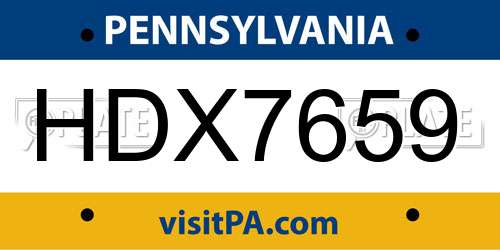 HDX7659 Pennsylvania License Plate