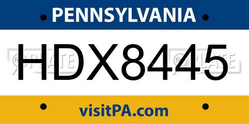 HDX8445 Pennsylvania License Plate