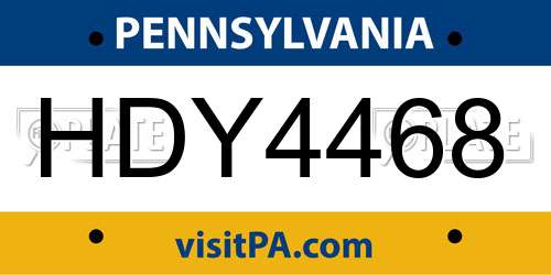 HDY4468 Pennsylvania License Plate