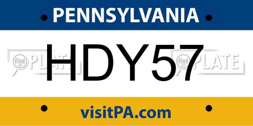HDY57 Pennsylvania License Plate