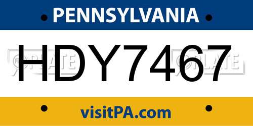 HDY7467 Pennsylvania License Plate
