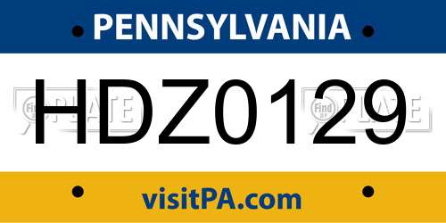 HDZ0129 Pennsylvania License Plate