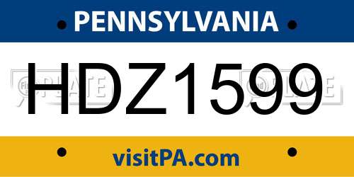 HDZ1599 Pennsylvania License Plate