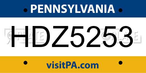HDZ5253 Pennsylvania License Plate