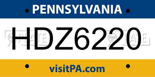 HDZ6220 Pennsylvania License Plate