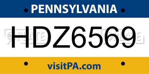 HDZ6569 Pennsylvania License Plate
