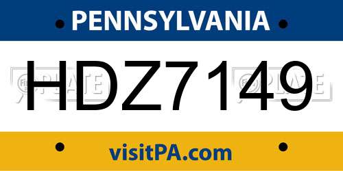 HDZ7149 Pennsylvania License Plate