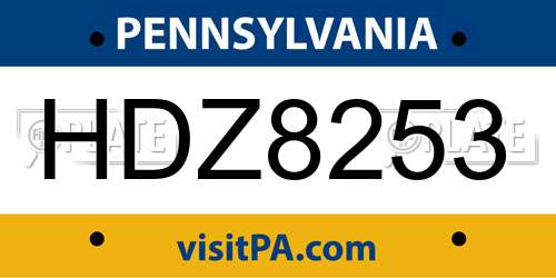 HDZ8253 Pennsylvania License Plate