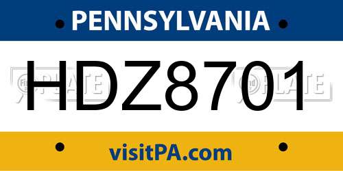 HDZ8701 Pennsylvania License Plate