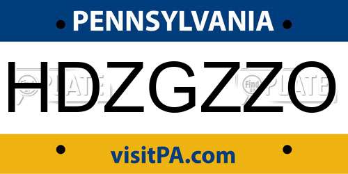 HDZGZZO Pennsylvania License Plate