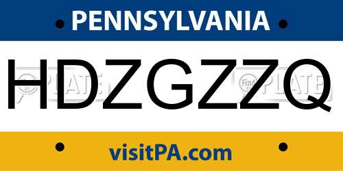HDZGZZQ Pennsylvania License Plate