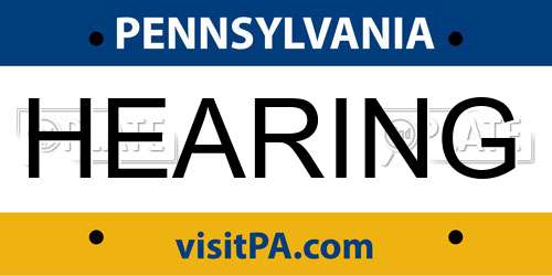HEARING Pennsylvania License Plate