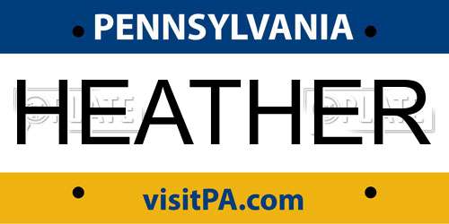 HEATHER Pennsylvania License Plate