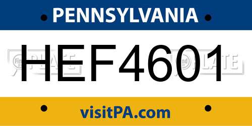 HEF4601 Pennsylvania License Plate