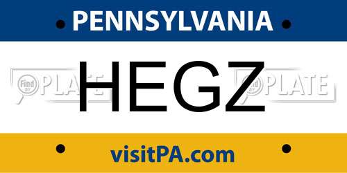 HEGZ Pennsylvania License Plate