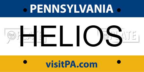 HELIOS Pennsylvania License Plate