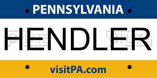 HENDLER Pennsylvania License Plate