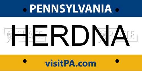 HERDNA Pennsylvania License Plate
