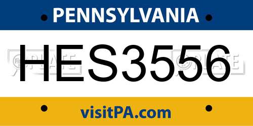 HES3556 Pennsylvania License Plate
